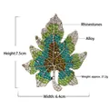 Maple leaf brooch with colorful rhinestones in green and amber, size 7.5x6.4cm - Multicolor Rhinestone Large Maple Leaf (HC0536)
