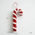 Red glitter candy cane Christmas ornament with white velvet trim and hanging string, 17cm - 24-Small Candy Cane Glitter