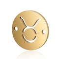Macro view of gold stainless steel Taurus zodiac charm with hollow design and dual connectors - 5 Pcs/Pack / Gold-Taurus