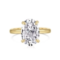 Anello di fidanzamento classico placcato oro 14K con zircone ovale e montatura a quattro griffe - US 5 / Oro/Bianco