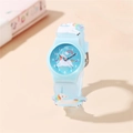 Cute unicorn rainbow kids watch with light blue silicone strap and cartoon dial design - Sky Blue