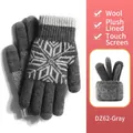 Grey winter knitted wool gloves with snowflake pattern and touch screen fingertips - One Size / DZ62 Grey (Snowflake Pattern)