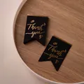 Elegant black swallowtail thank you tags with gold foil lettering for gift wrapping - Bronzing Banner Shape Thank You - Black - 4.5*6.4cm