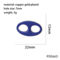 Detailed view of dark blue enamel coffee bean link with 22mm x 13mm size dimensions - Deep Blue(P00663)
