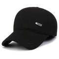 Gorra de béisbol de invierno para hombre con forro polar y orejeras térmicas - Ajustable / Negro