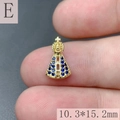 Close-up of 18k gold crown pendant with blue gemstones, size 10.3x15.2mm - Style E