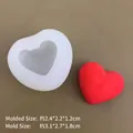 Macro view of heart silicone mold and finished red heart soap with dimensions - No.1 (Finished Size 2.4x2.2cm)