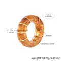 Elastic amber resin tile bracelet with stainless steel accents and 18k gold plating - Khaki