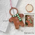 Gingerbread man wooden photo frame ornament with festive scarf for Christmas tree - Gingerbread Man Photo Frame B