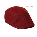 Béret plat respirant rouge vin en lin avec texture tissée et visière structurée - Rouge Vin Lin