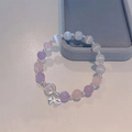 Pink and purple opal bead bracelet with silver butterfly charm on a jewelry tray - Butterfly Pendant Cat's Eye Style / Colorful