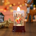 Christmas LED snow globe candle lamp featuring Santa Claus and reindeer holiday landscape - Candle Style Santa Claus