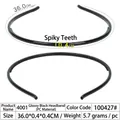 Glossy black PC plastic DIY headband with anti-slip inner teeth and 0.4cm width - 4001 Glossy Black - PC
