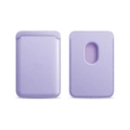Lavender leather MagSafe magnetic card holder with precise stitching for iPhone - Light Purple