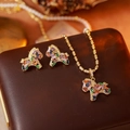 Set gioielli cavallo placcato oro con zirconi colorati inclusi collana e orecchini - Set di gioielli (Collana + Orecchini)