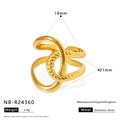 Detailed specs of golden waterproof stainless steel ring showing dimensions and 2.8g weight - Interwoven Multi-ring Design (NB-R24360)