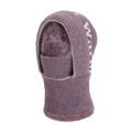 Purple winter knitted balaclava with warm plush lining and stylish side lettering - Purple
