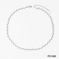 Zilveren gedraaide golfketting van roestvrij staal met karabijnsluiting en tag - Halsketting (PD1480) / Zilver