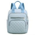 Zaino in nylon azzurro con cuciture a rombi e doppi manici superiori - Celeste