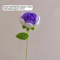 Handmade crochet rose flower in dark purple and white with green stem for gifting - Gradient Purple Rose