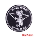 Detail of 7.6cm skull embroidery patch with No Flesh No Brain text for jackets - Round Skull-NO FLESH NO BRAIN