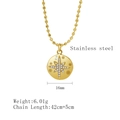 Detail view of 16mm stainless steel starburst pendant with dimensions and weight specs - Gold