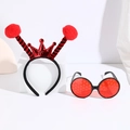 Set festa ape rosso e nero con cerchietto a corona e occhiali a nido d'ape - No.3 Fascia Corona Sfera Rossa + Occhiali Rossi