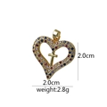 Gold heart pendant with colorful zircon cross inlay measures 2.0cm and weighs 2.8g - Colorful Gemstone Heart Cross (D1025JC) / Pendant Only (No Chain)