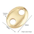 Polished gold coffee bean pendant DIY charm with 12x10mm dimensions and dual holes - Pig Nose Link / Gold