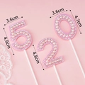 Pink pearl and rhinestone 520 number cake toppers for Valentine decoration - 520 Pink Pearl Set