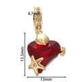 18K gold-plated heart pendant with red crystal and starfish detail measuring 15.5mm - Red Shell Starfish Pendant (13*15.5mm)