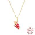 Collana in argento sterling 925 dorato con ciondolo a palma a strisce rosa e cuore - Argento 925 / Mano di Fatima Rossa