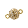 18K gold plated 6mm magnetic clasp with micro-paved cubic zirconia for jewelry making - 6mm / Gold