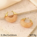 Boucles d'oreilles en résine orange en forme de U avec accents dorés et effet de gelée - Style à Motif de Marbre Rose Orangé (KE115529-SP)
