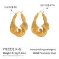 Size chart for 18K gold plated geometric hoop earrings with precise dimensions and weight - Gold (YYE023314-G)