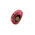 Französischer Ring im Evil Eye Design mit rotem Emaille und bunten Zirkon-Steinen - Einstellbar Offen / Rot