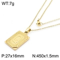 Minimalist 18k gold plated stainless steel rectangle pendant necklace with letter Q - Letter Q (KN236569-GG)