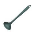 Dark green heat-resistant silicone soup ladle with ergonomic handle and hanging hole - Medium Soup Spoon