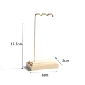 Minimalist gold metal jewelry stand with solid wood base, 15.5cm height display rack - L-Shape Large / Natural Wood Color