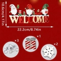 Detailed view of wooden Welcome sign with bells and snowflakes for Christmas decor - Gnomes Snowflake WELCOME