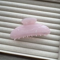 Detail showing pink ink-painted marble resin hair claw clip texture and teeth - Pink Semicircle 11cm