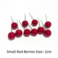 Artificial 2cm red berries with green wire stems for Christmas DIY floral decoration - Small Red Berries 10pcs [2cm]