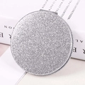 Portable silver glitter round folding makeup mirror for students and travel use - Silver Round 60mm♜