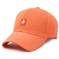 Bright orange cotton baseball cap featuring white letter A embroidery and reinforced brim - Orange