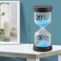 20-minute hourglass timer with sky blue sand and black matte lids, 98.5mm height - 20 Minutes