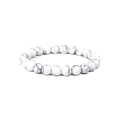 Minimalist 8mm white howlite stone bead stretch bracelet with natural grey vein texture - Howlite
