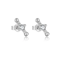 Sparkling S925 sterling silver X-shaped stud earrings with white cubic zirconia stones - MME765-1 Silver Cross Zircon