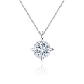 Elegant S925 sterling silver necklace with a square 8mm zircon pendant on white background - Lzn01-p