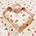 Soft 6-layer cotton gauze baby blanket with cute cartoon animal and food prints - 4-Layer 110*110cm / Wide Edge-Fruit Rabbit