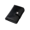 Portafoglio RFID sottile in pelle nera da uomo con porta carte in alluminio a scomparsa - Trama in Pelle Cerata ad Olio / Nero